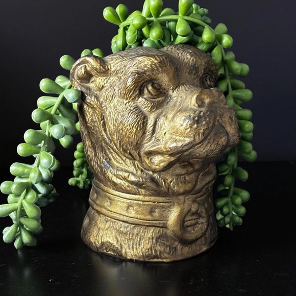 Vintage Bulldog Head Holder – Gold Resin, Mold 1368 – English Club, Gentlemen’s - Picture 1 of 12